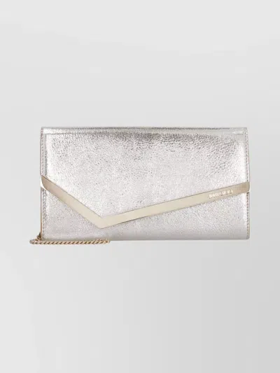 Jimmy Choo Metallic Leather Clutch And Chain Strap