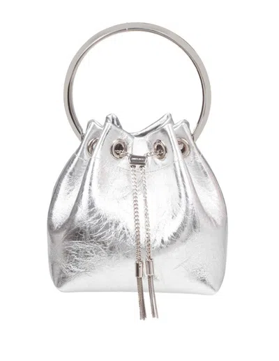Jimmy Choo Metallic Leather Handbag In Silver