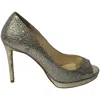 Jimmy Choo Metallic Luna Open Toe Pumps In Gold Leather In Gold