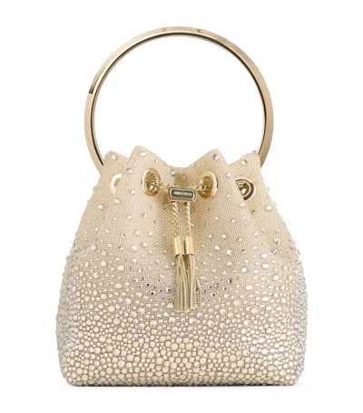 Jimmy Choo Metallic Mesh Bon Bon Top-handle Bag In Gold