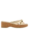 Jimmy Choo Metallic Nappa Avenue Wedge Mules In Gold