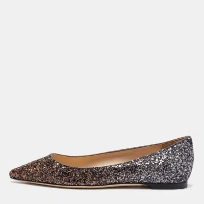 Pre-owned Jimmy Choo Metallic Ombre Glitter Romy Pointed Toe Ballet Flats Size 34.5