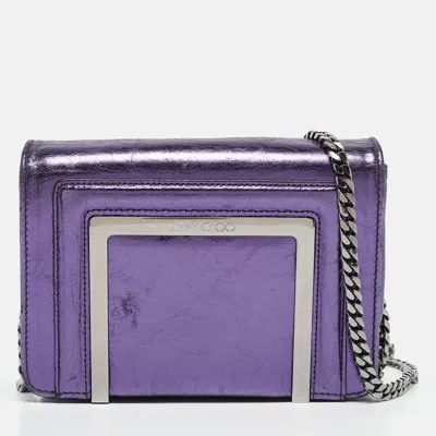 Pre-owned Jimmy Choo Metallic Purple Leather Ava Crossbody Bag