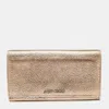 Jimmy Choo Metallic Rose Gold Leather Flap Continental Wallet In Multi