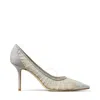 Jimmy Choo Love 85 Metallic Glitter Pumps In White/silver Tone