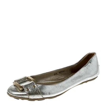 Jimmy Choo Metallic Silver Leather Ballet Flats