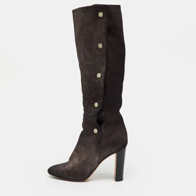 Jimmy Choo Metallic Suede Knee Length Boots In Animal Print