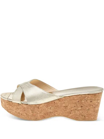Pre-owned Jimmy Choo Metallic Wedge Sandals