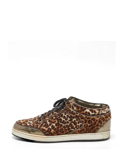 Pre-owned Jimmy Choo Miami Leopard-print Sneakers In Brown