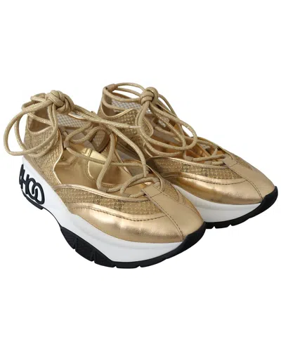 Jimmy Choo Gold Mesh Leather Michigan Sneakers