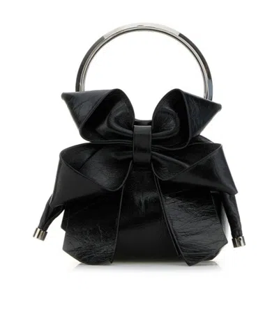 Jimmy Choo Micro Bon Bon Bow Detailed Tote Bag In Black