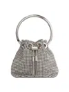 Jimmy Choo Bon Bon Micro Crystal-embellished Satin Bucket Bag In Silver