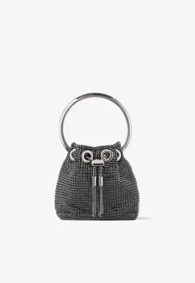 JIMMY CHOO MICRO BON BON CRYSTAL MESH TOP HANDLE BAG