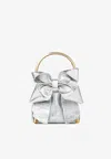 Jimmy Choo Micro Bon Bon Metallic Top Handle Bag In Silver