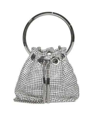 Jimmy Choo Micro Bon Bon Sequined Bag  In Silver