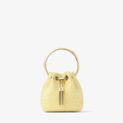 Jimmy Choo Micro Bon Bon In Sunbleached Yellow/light Gold