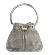 Jimmy Choo Bon Bon Micro Crystal-embellished Satin Bucket Bag In Silver