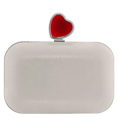 Jimmy Choo Micro Cloud Heart Clasp Clutch Bag With Chain Strap In ["silver Tone"]