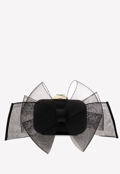 Jimmy Choo Micro Cloud Satin With Aveline Bow In Black