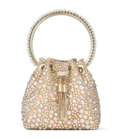 Jimmy Choo Micro Crystal-embellished Bon Bon Bag In Gold Mix