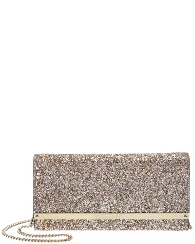Jimmy Choo Milla Glitter Wallet On Chain In Metallic