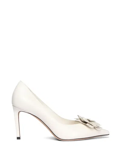 Jimmy Choo Mimi Pump Flower-appliqué Perforated In White