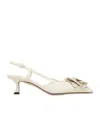 Jimmy Choo Latte Shiny Nappa Leather Slingbacks With Lace Corsage In Brown