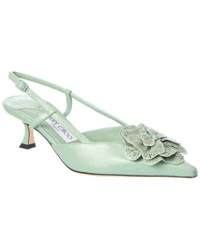 Jimmy Choo Mimmi 50 Leather Slingback Pump In Green