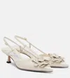 Jimmy Choo Latte Shiny Nappa Leather Slingbacks With Lace Corsage In White