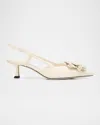 Jimmy Choo Mimmi Leather Kitten-heel Slingback Pumps In Neutral