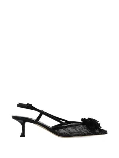 Jimmy Choo Mimmi 50 Lace Slingback Pumps In Black