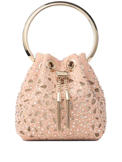 Jimmy Choo Mini Bon Bon Bucket Bag In 粉色