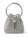 Jimmy Choo Bon Bon Satin Crystal Mesh With Crystal In Gray