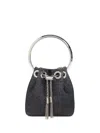 Jimmy Choo Bucket Bag With Chain Handle And Tassel Detail In Grey