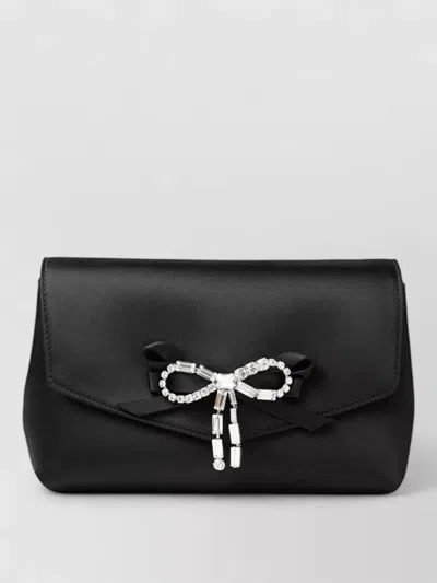 Jimmy Choo Mini Bow Clutch Bag Chain Strap In Black