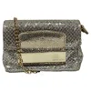 Jimmy Choo Mini Caro Shoulder Bag In Metallic Silver Glitter