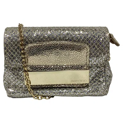 Jimmy Choo Mini Caro Shoulder Bag In Metallic Silver Glitter