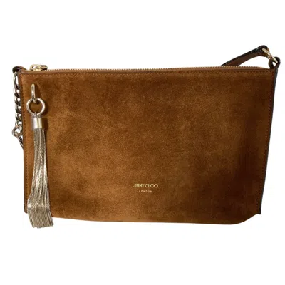 Jimmy Choo Mini Carry Suede Shoulder Bag In Brown