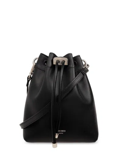 Jimmy Choo Mini Cinch Leather Bucket Bag In Black