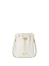 Jimmy Choo Small Bon Bon Leather Bucket Bag In White