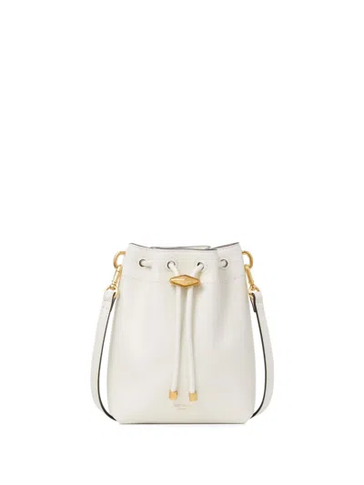 Jimmy Choo Small Bon Bon Leather Bucket Bag In White