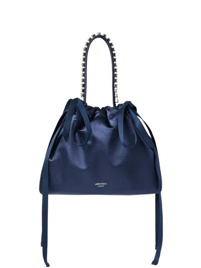 Jimmy Choo Mini Crystal Drawstring Top-handle Shoulder Bag In Pink