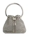 Jimmy Choo Bon Bon Micro Crystal-embellished Satin Bucket Bag In Gray