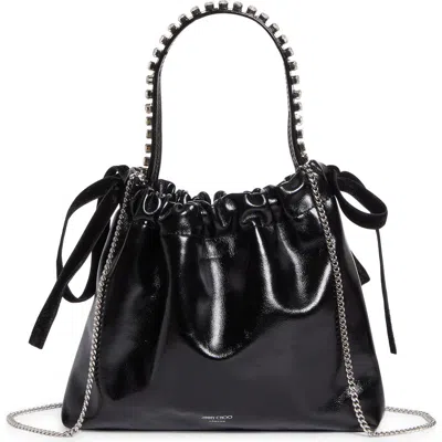 Jimmy Choo Mini Drawstring Top Handle Bag In Black