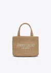 Jimmy Choo Mini Logo-embroidered Beach Bag In Beige
