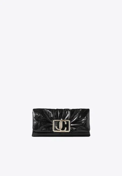 Jimmy Choo Mini Edie Vintage Leather Chain Clutch In Black