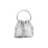 Jimmy Choo Drawstring Design Metallic Handbag With Circular Handle In Silver