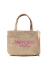Jimmy Choo Mini Metallic Raffia Beach Tote Bag In 金色
