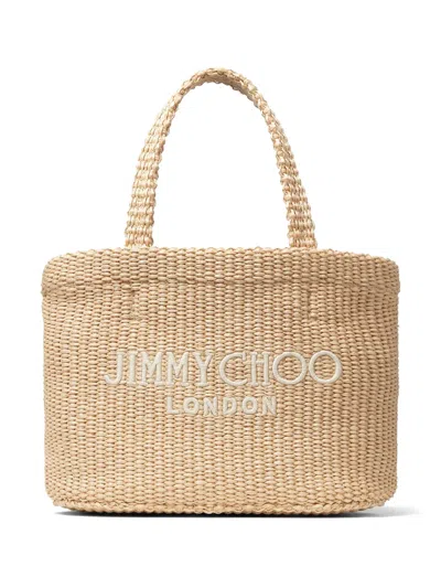 Jimmy Choo Mini Logo-embroidered Beach Bag In Pink