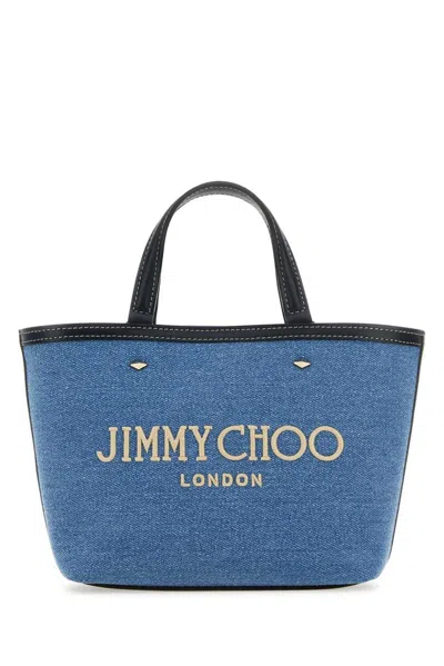 Jimmy Choo Mini Marli Denim Tote Bag In Blue